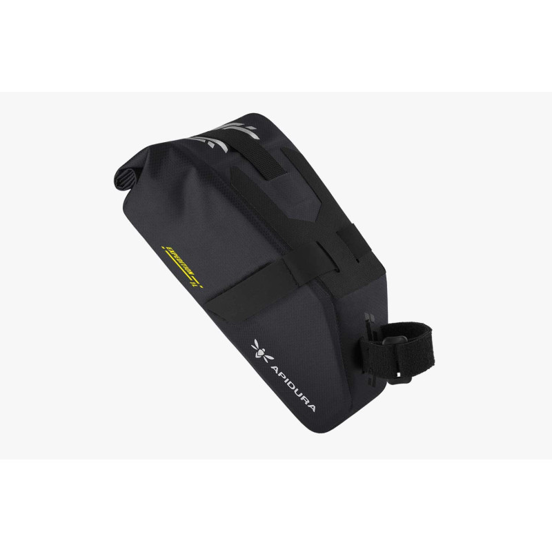 Sacoche outils Apidura 1 L étanche, légère et stable pour route, gravel et bikepacking.