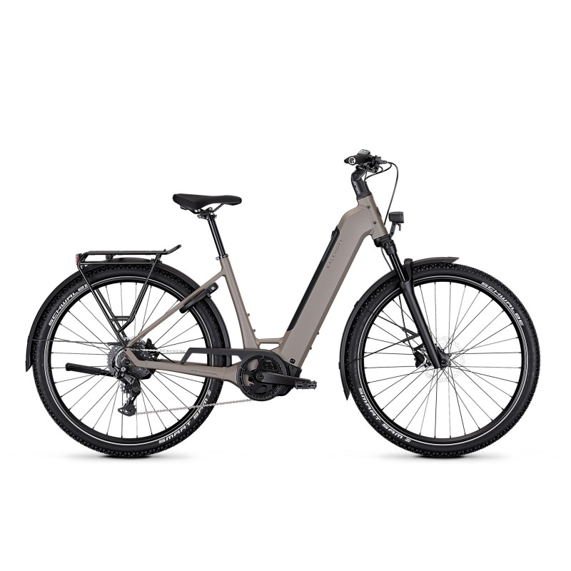 VTC électrique Kalkhoff 600 Wh, polyvalent, confortable et bien équipé pour route et chemins.