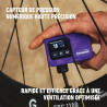 Mini pompe électrique vélo compacte, légère et précise, idéale pour route, gravel et VTT.