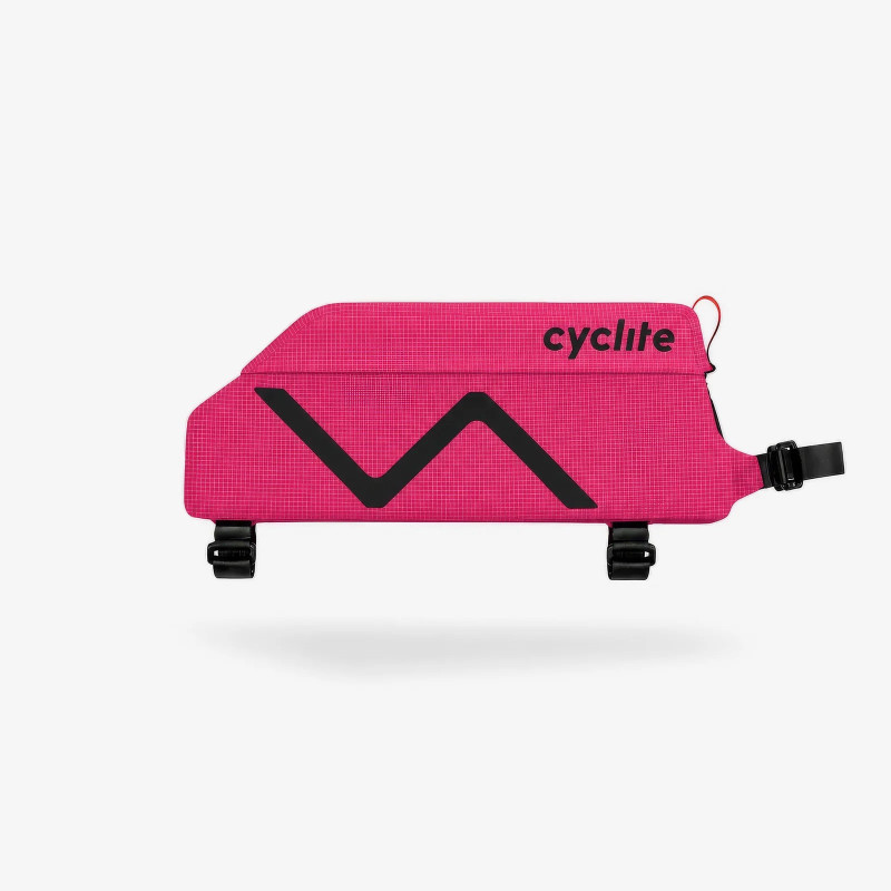 Sacoche top tube Cyclite 1,1 L Pink Rush, légère, pratique et disponible en édition limitée.