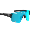 Lunettes de sport AZR ASPIN RX avec écran bleu cylindrique et monture minimaliste noire ultra-légère.