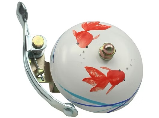 Sonnette Vélo Crane Suzu Peinte à la Main – Motif Poissons Rouges