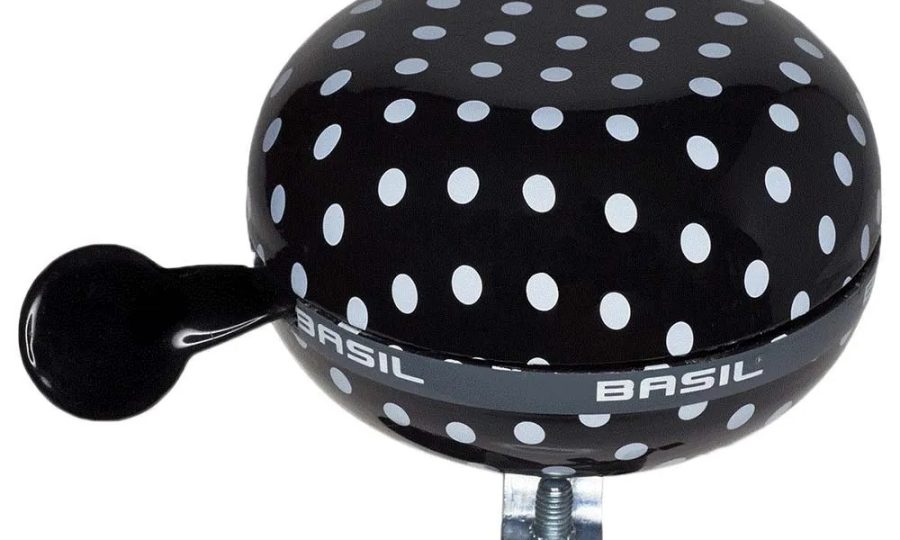 Sonnette Vélo Basil Ding Dong 80 mm – Noir à Pois Blancs