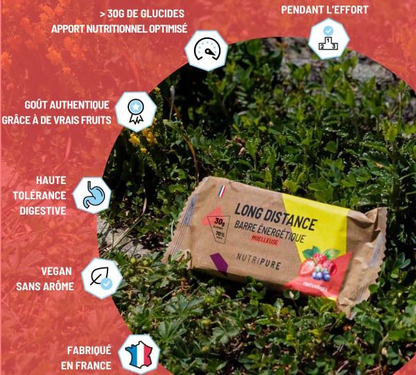 Nutripure Barre Énergétique Long Distance – FRUIT ROUGE  Vendue à l’unité