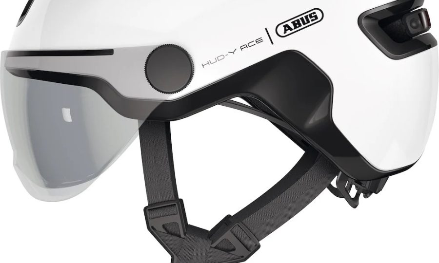 ABUS HUD-Y ACE – Casque urbain avec visière relevable & feu arrière LED magnétique